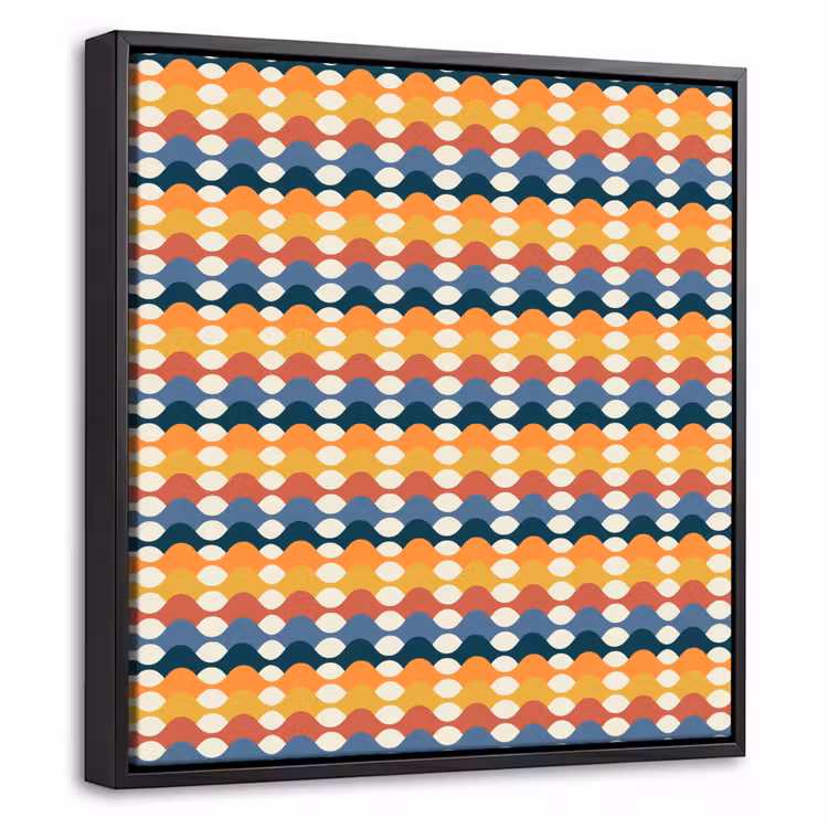 Retro - Disco - Golven Canvas met baklijst klein 1124 -threedimensional_3d_global