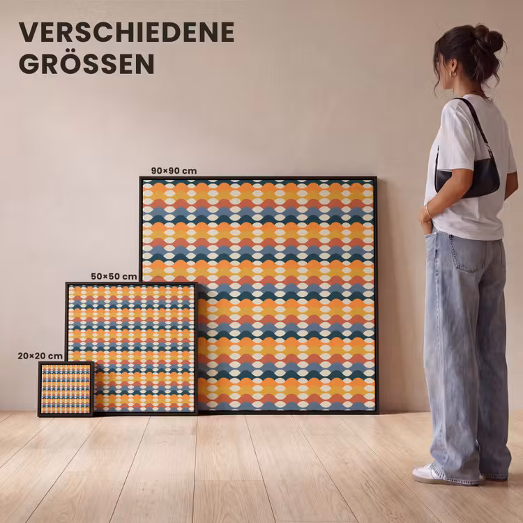 Retro - Disco - Golven Canvas met baklijst klein 1124 -comparison_formatenoverzicht_DE