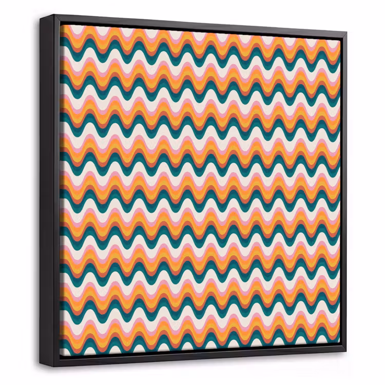 Retro - Disco - Golven - Kleur Canvas met baklijst klein 1124 -threedimensional_3d_global