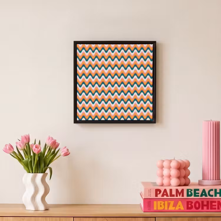 Retro - Disco - Golven - Kleur Canvas met baklijst klein 1124 -atmosphere_sfeer1_global