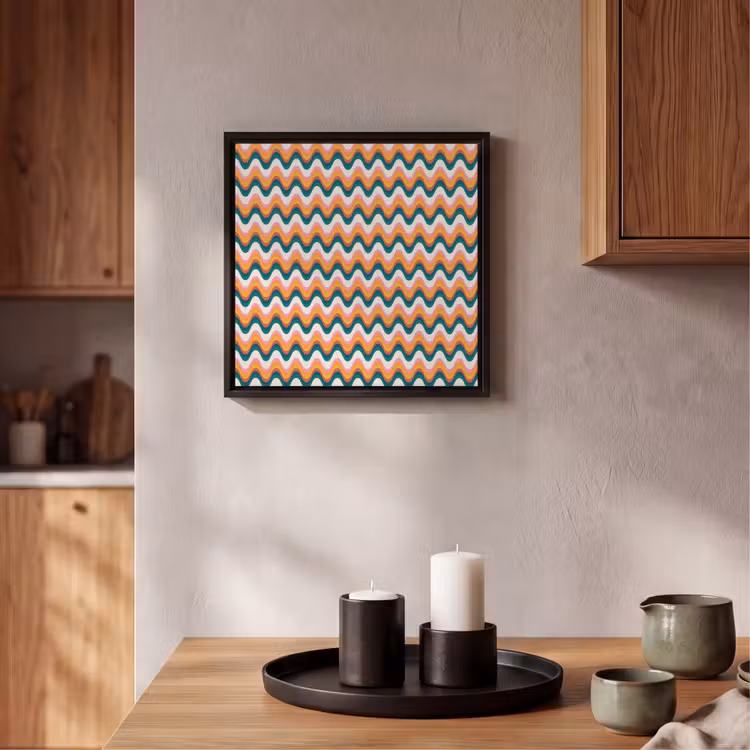 Retro - Disco - Golven - Kleur Canvas met baklijst klein 1124 -atmosphere_sfeer2_global