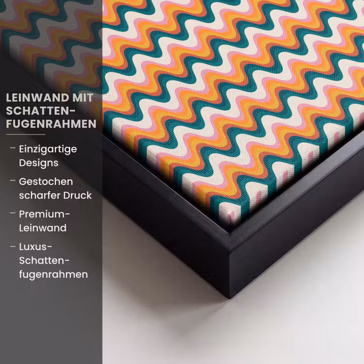 Retro - Disco - Golven - Kleur Canvas met baklijst klein 1124 -uniquesellingpoint_productkenmerken_DE