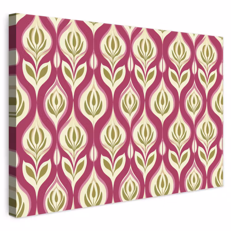 Retro - Floraal - Paars canvas 2cm klein 34 -3d