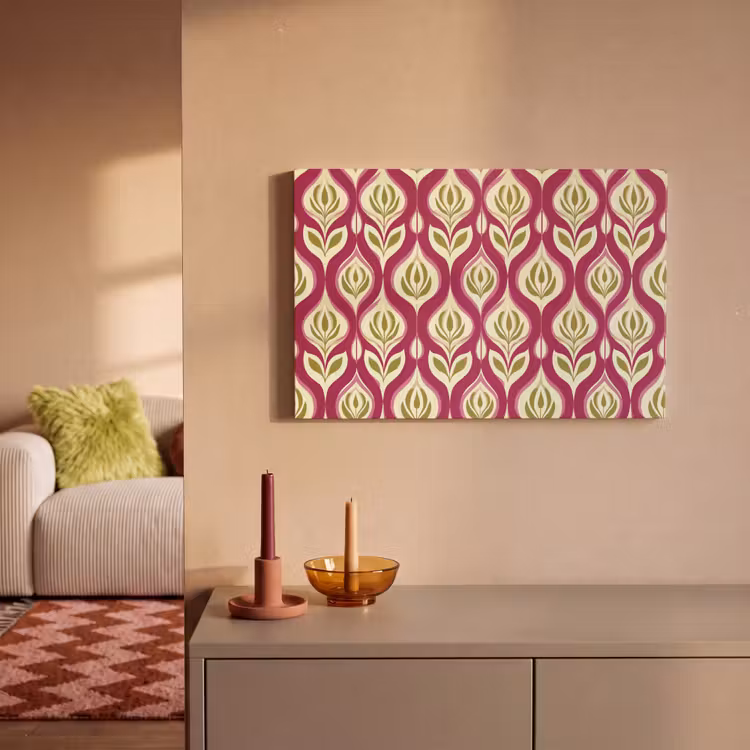 Retro - Floraal - Paars canvas 2cm klein 34 -sfeer1