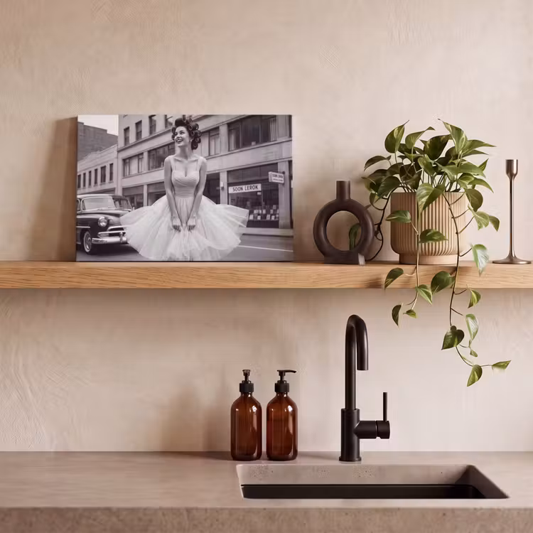 Retro - Vrouw - Zwart - Wit canvas 2cm klein -closeup_print_DE