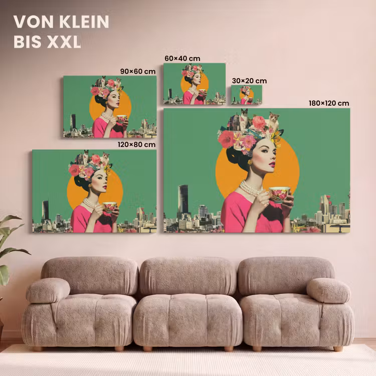 Retro - Vrouw - Stad - Zon canvas 2cm klein -Xsfeer8_DE