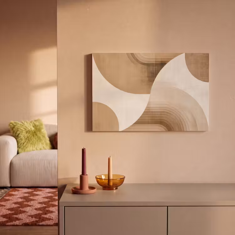 Retro - Geometrische lagen - Aardetinten canvas 2cm klein -sfeer1