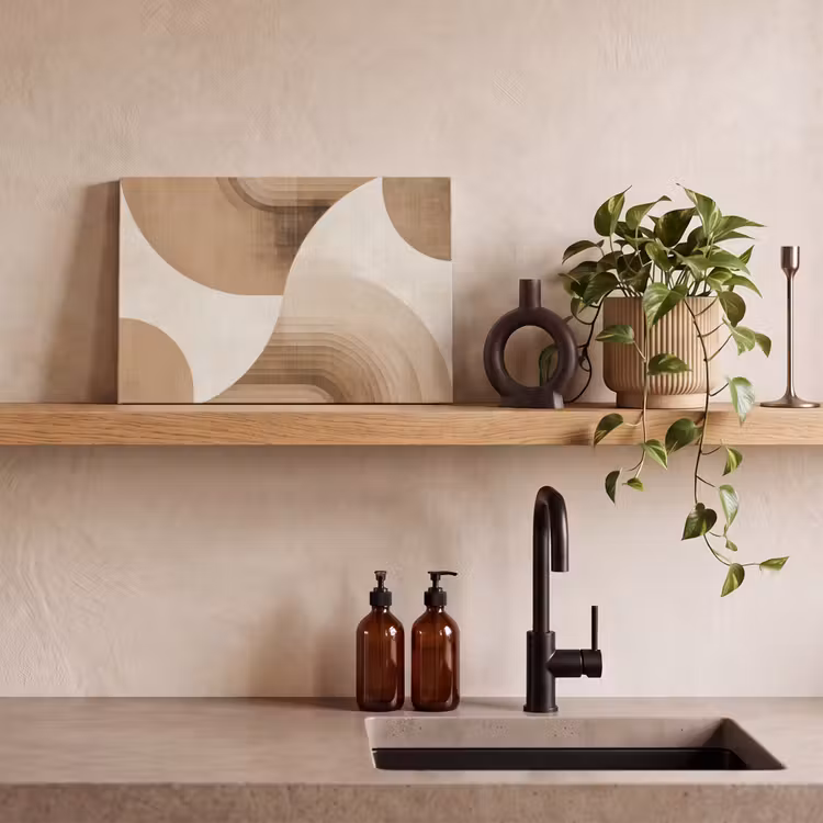 Retro - Geometrische lagen - Aardetinten canvas 2cm klein -sfeer6