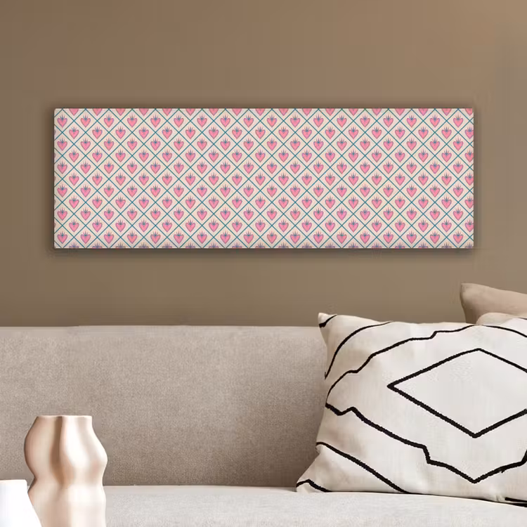 Retro - Ruit - Hartjes - Patroon canvas 2cm klein 828 -sfeer3