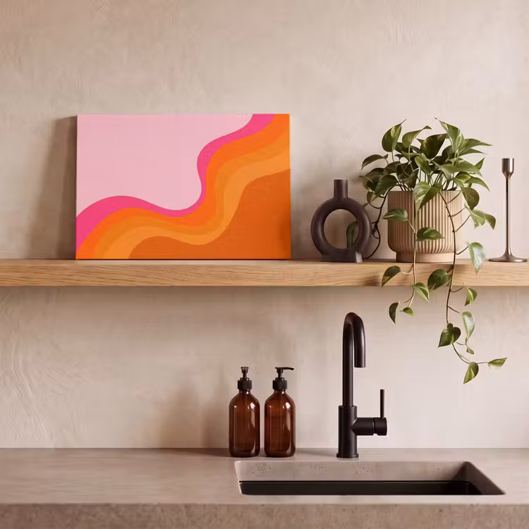 Retro - Waves - Kleurrijk canvas 2cm klein -closeup_print_DE