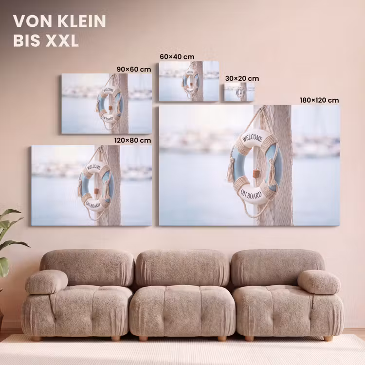 Reddingsboei - Maritiem - Welkom - Blauw - Wit canvas 2cm klein -Xsfeer8_DE