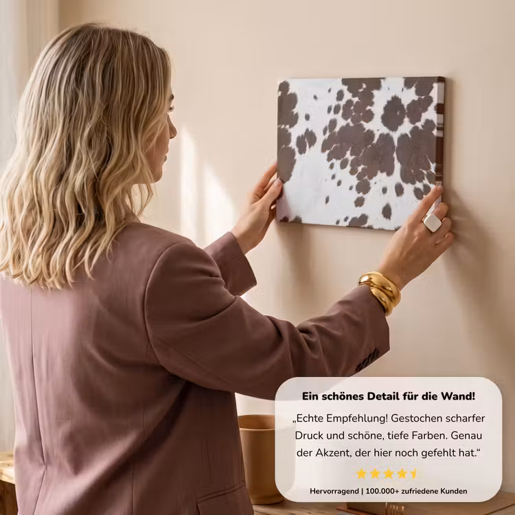 Koeienhuid - Klassiek - Bruin canvas 2cm klein -sfeer3