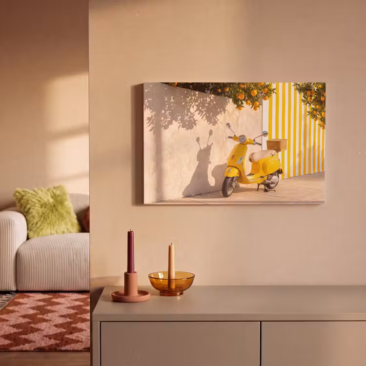 Scooter - Natuur - Zomer - Geel - Mediterraan canvas 2cm klein -sfeer1