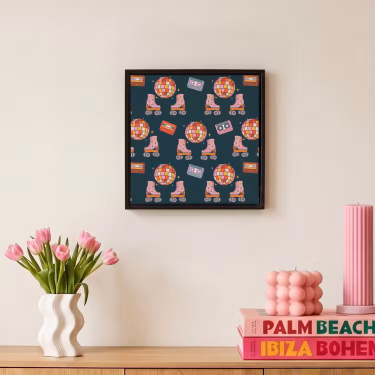 Rolschaatsen - Patroon - Disco Canvas met baklijst klein 1124 -atmosphere_sfeer1_global