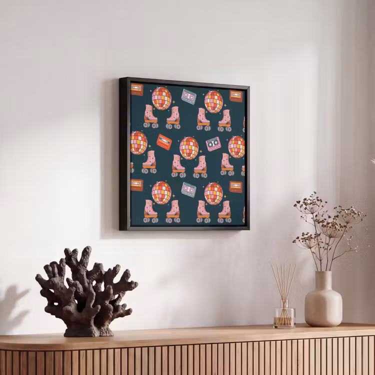 Rolschaatsen - Patroon - Disco Canvas met baklijst klein 1124 -atmosphere_sfeer4_global