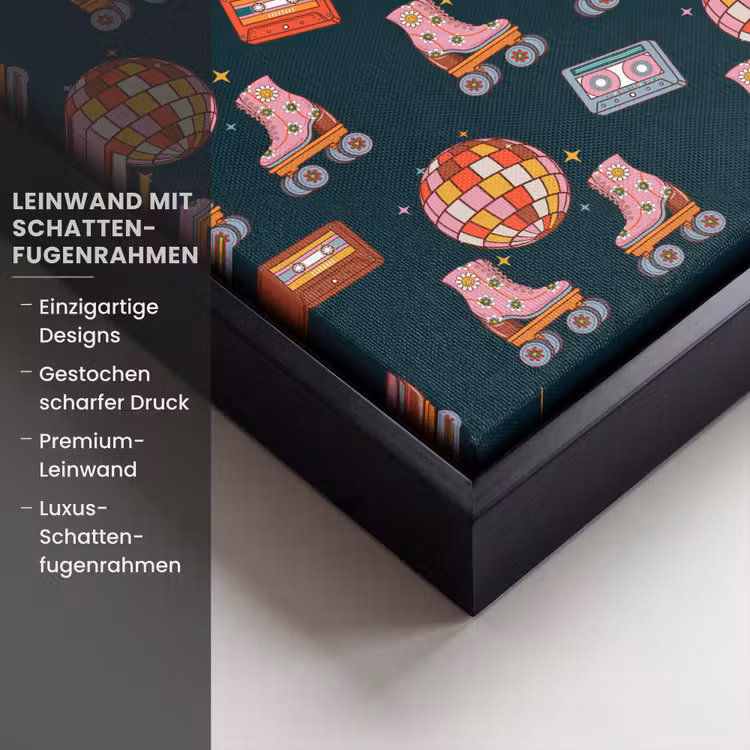 Rolschaatsen - Patroon - Disco Canvas met baklijst klein 1124 -uniquesellingpoint_productkenmerken_DE