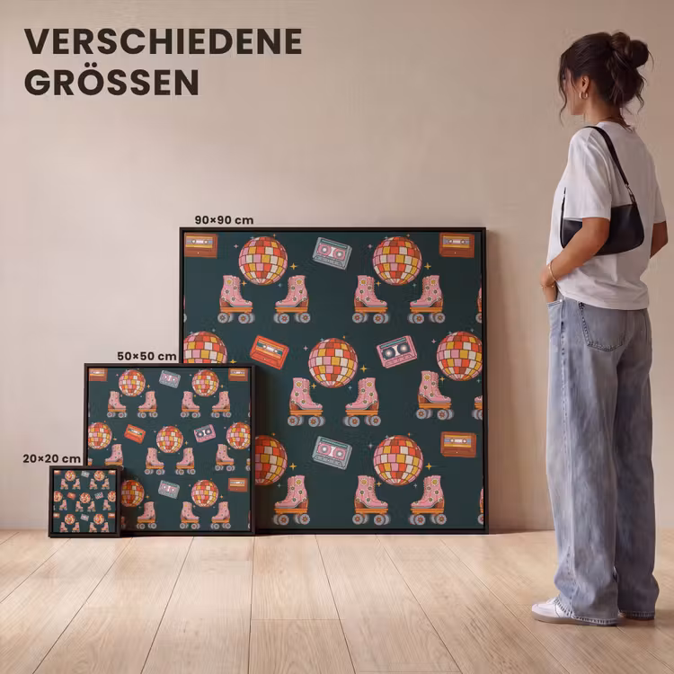 Rolschaatsen - Patroon - Disco Canvas met baklijst klein 1124 -comparison_formatenoverzicht_DE