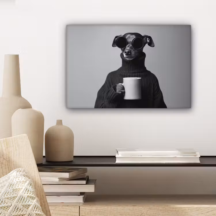 Coltrui - Hond - Bril - Mok canvas 2cm klein -sfeer6