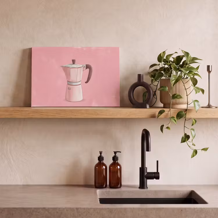 Roze - Mokkapot - Illustratie - Koffie canvas 2cm klein -closeup_print_DE