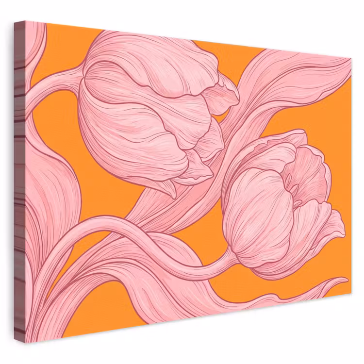 Leinwandbild - Rosa Blumen – Modern - Roze bloemen - Modern canvas 2cm klein