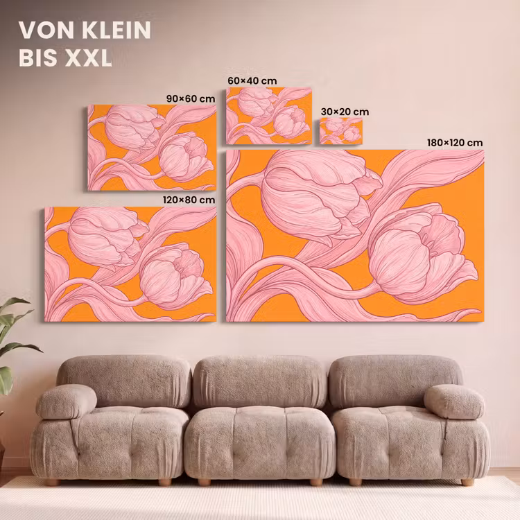 Leinwandbild - Rosa Blumen – Modern - Roze bloemen - Modern canvas 2cm klein