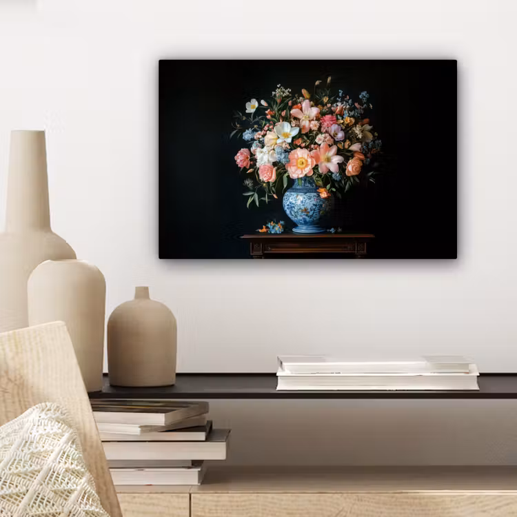 Roze - Bloemen - Vaas - Kleuren canvas 2cm klein -closeup_print_DE