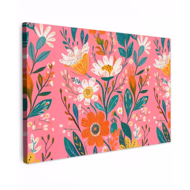 Roze - Bloemen - Wit - Oranje canvas 2cm klein -z3d
