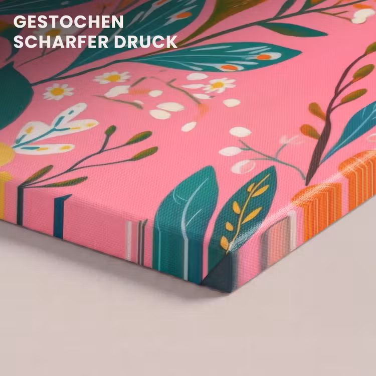 Roze - Bloemen - Wit - Oranje canvas 2cm klein -uniquesellingpoint_afwerking-onlywow_DE
