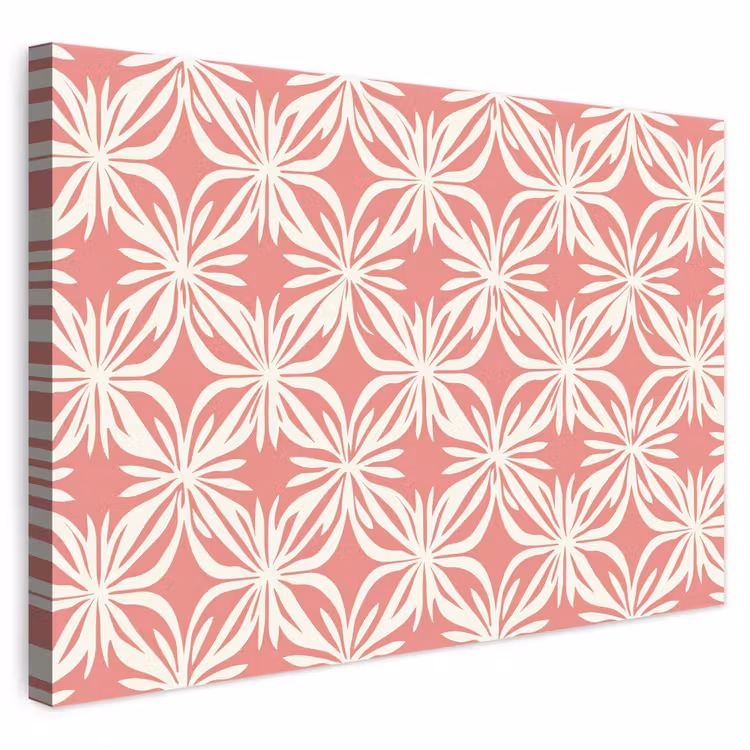 Roze - Bloemenmotief - Wit - Modern canvas 2cm klein 34 -3d