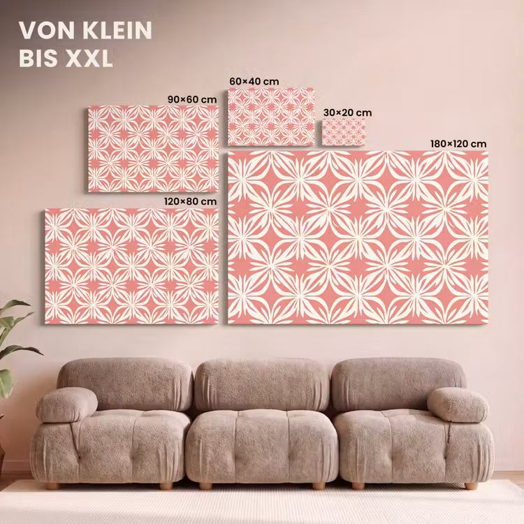 Roze - Bloemenmotief - Wit - Modern canvas 2cm klein 34 -Xsfeer8_DE