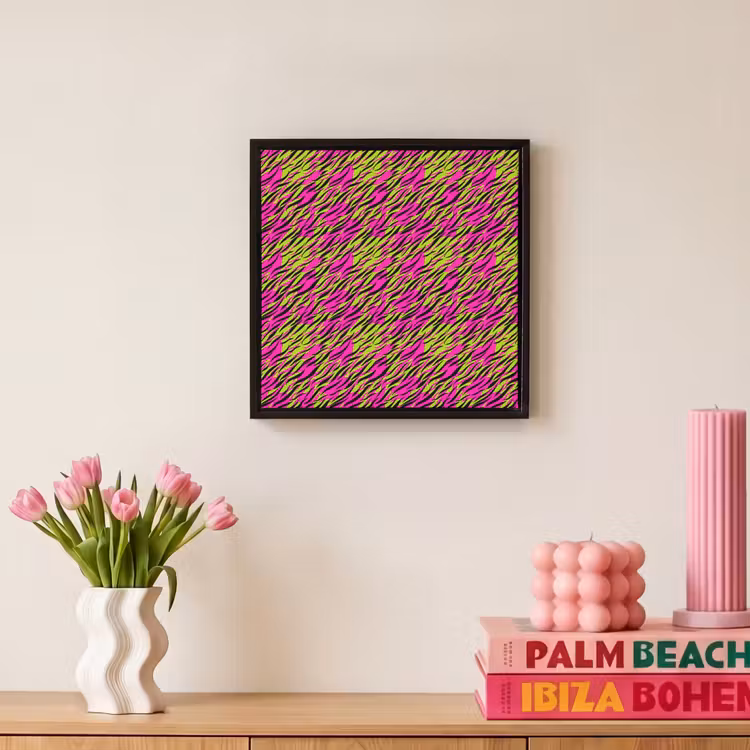 Roze - Groen - Neon - Dieren Canvas met baklijst klein 1124 -atmosphere_sfeer1_global