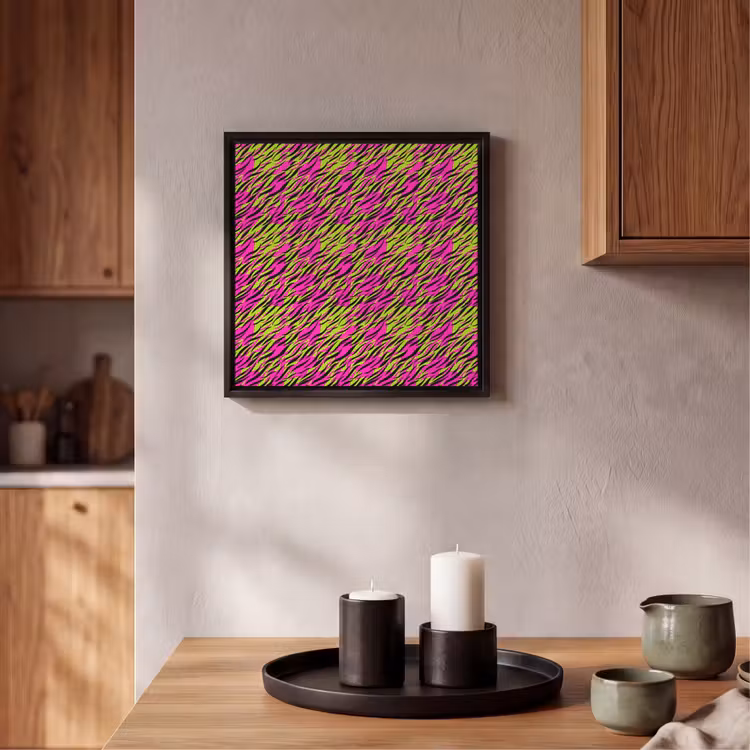 Roze - Groen - Neon - Dieren Canvas met baklijst klein 1124 -atmosphere_sfeer2_global
