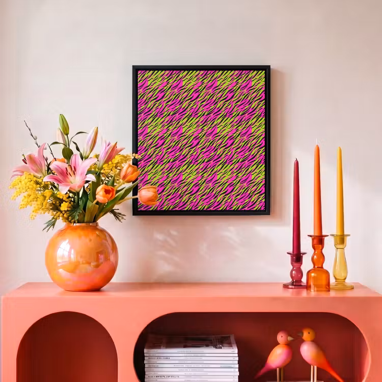 Roze - Groen - Neon - Dieren Canvas met baklijst klein 1124 -atmosphere_sfeer3_global