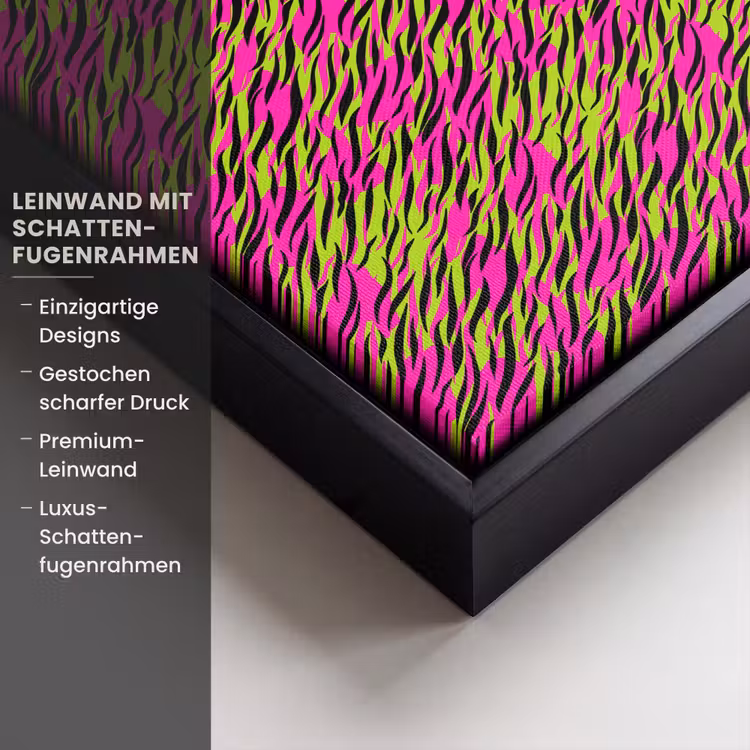 Roze - Groen - Neon - Dieren Canvas met baklijst klein 1124 -uniquesellingpoint_productkenmerken_DE