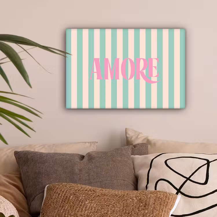 Roze - Groen - Strepen - Amore canvas 2cm klein -sfeer1