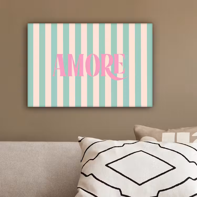 Roze - Groen - Strepen - Amore canvas 2cm klein -sfeer3