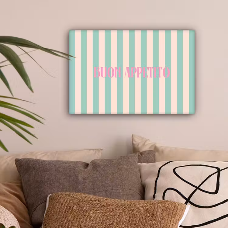 Roze - Groen - Strepen - Buon appetito canvas 2cm klein -sfeer1