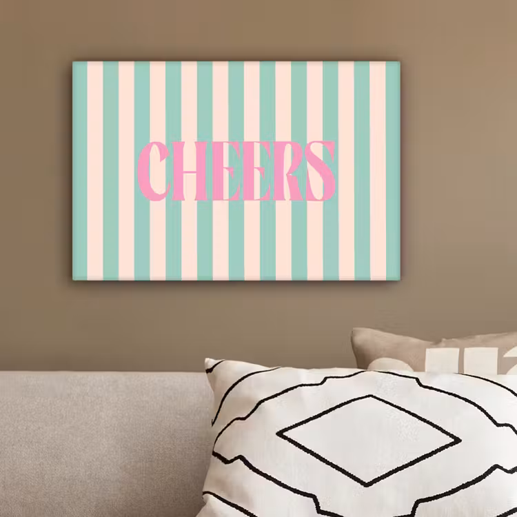 Roze - Groen - Strepen - Cheers canvas 2cm klein -sfeer3