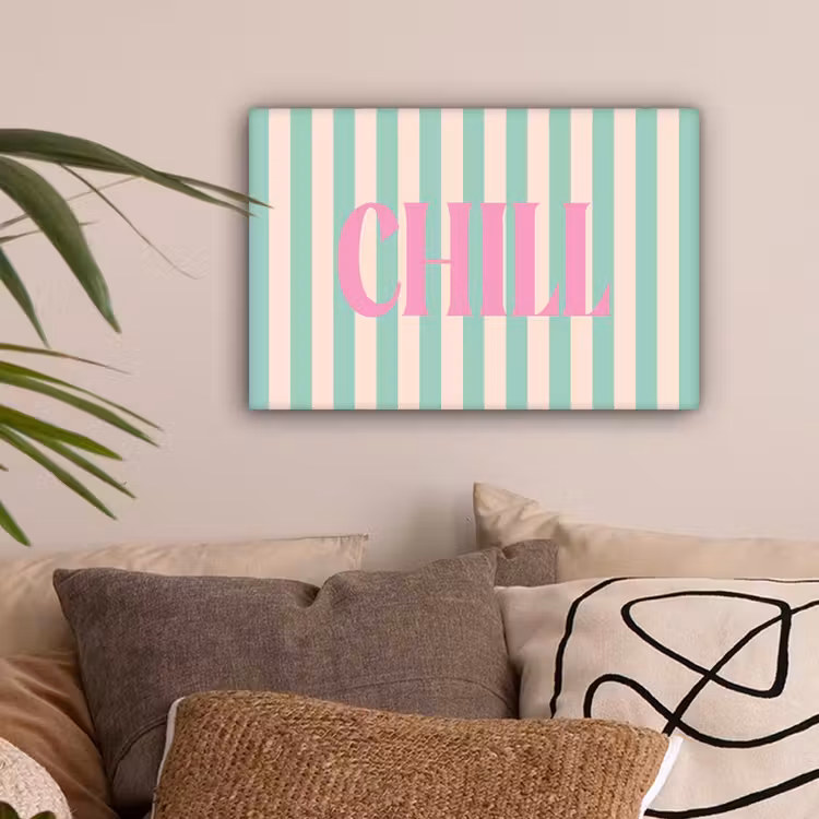 Roze - Groen - Strepen - Chill canvas 2cm klein -sfeer1