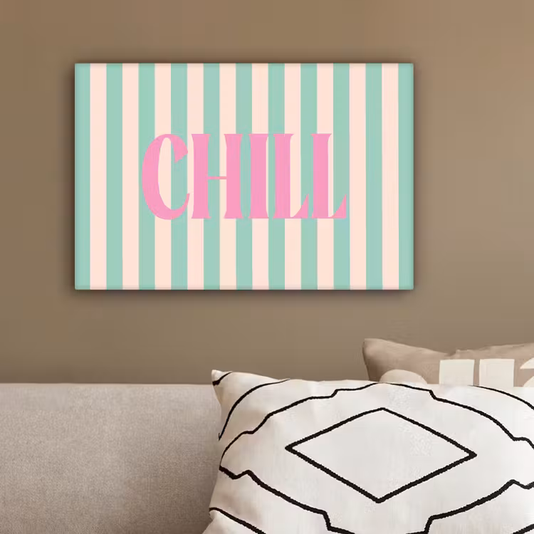 Roze - Groen - Strepen - Chill canvas 2cm klein -sfeer3