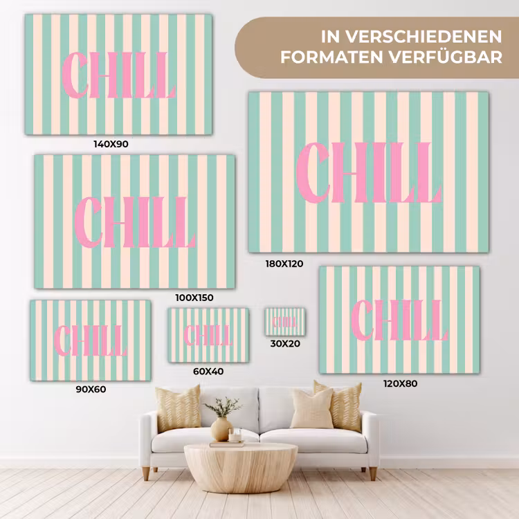 Roze - Groen - Strepen - Chill canvas 2cm klein -Xsfeer8_DE