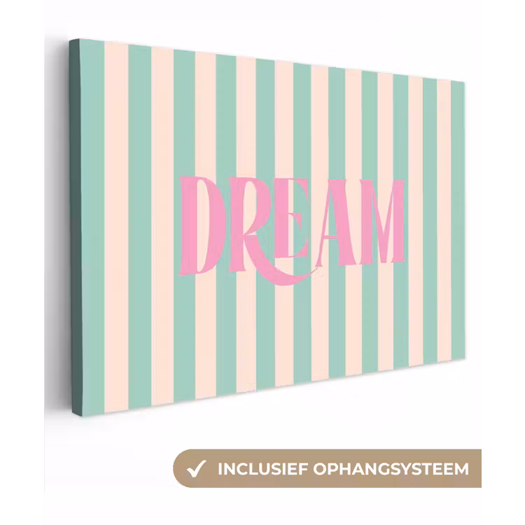 Roze - Groen - Strepen - Dream canvas 2cm klein -3d