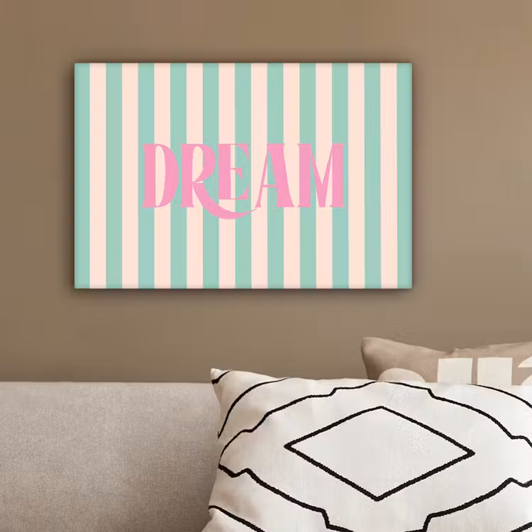 Roze - Groen - Strepen - Dream canvas 2cm klein -sfeer3