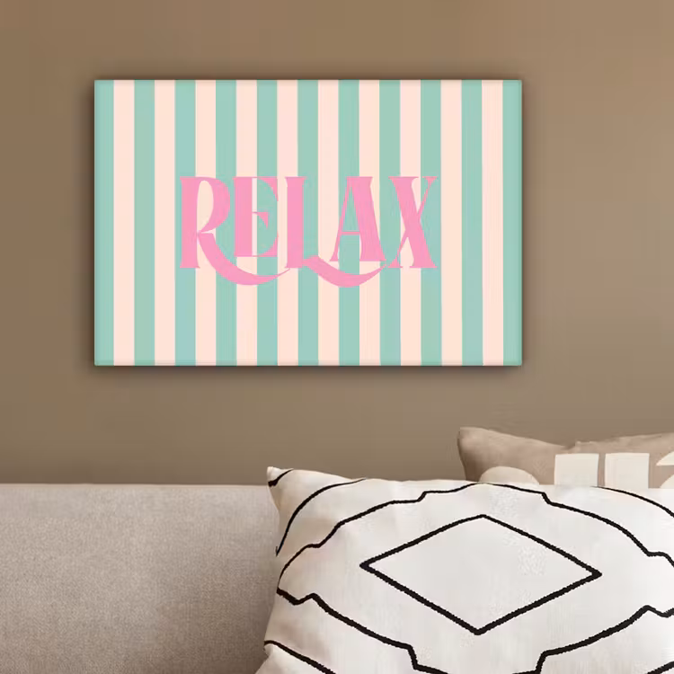 Roze - Groen - Strepen - Relax canvas 2cm klein -sfeer3