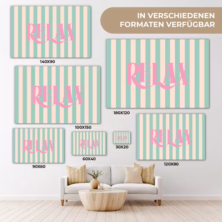 Roze - Groen - Strepen - Relax canvas 2cm klein -Xsfeer8_DE