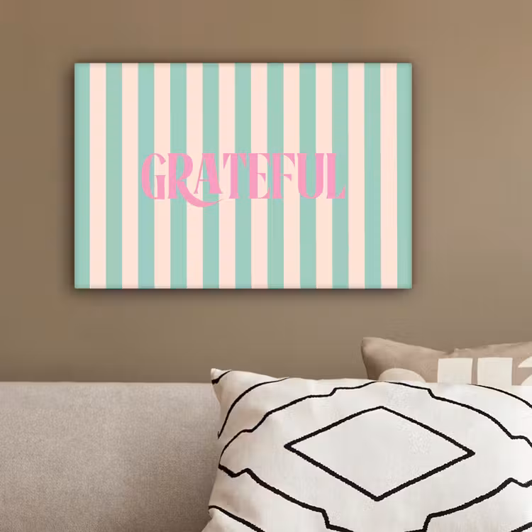 Roze - Groen - Strepen - Grateful canvas 2cm klein -sfeer3