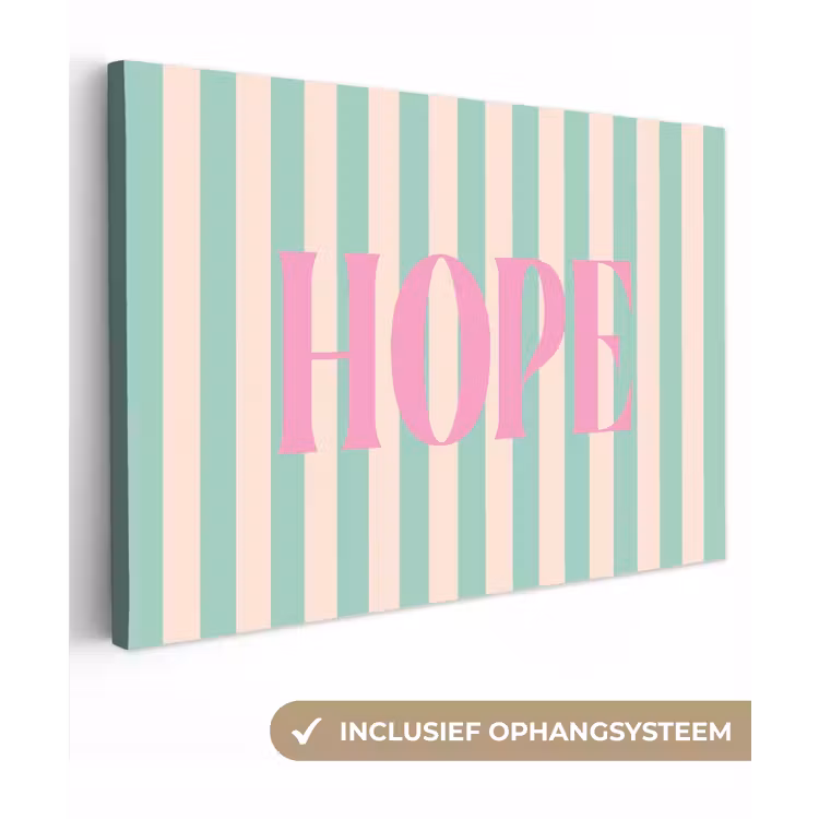 Roze - Groen - Strepen - Hope canvas 2cm klein -3d
