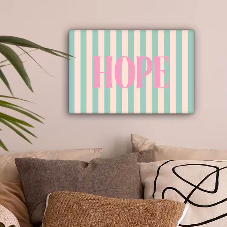 Roze - Groen - Strepen - Hope canvas 2cm klein -sfeer1