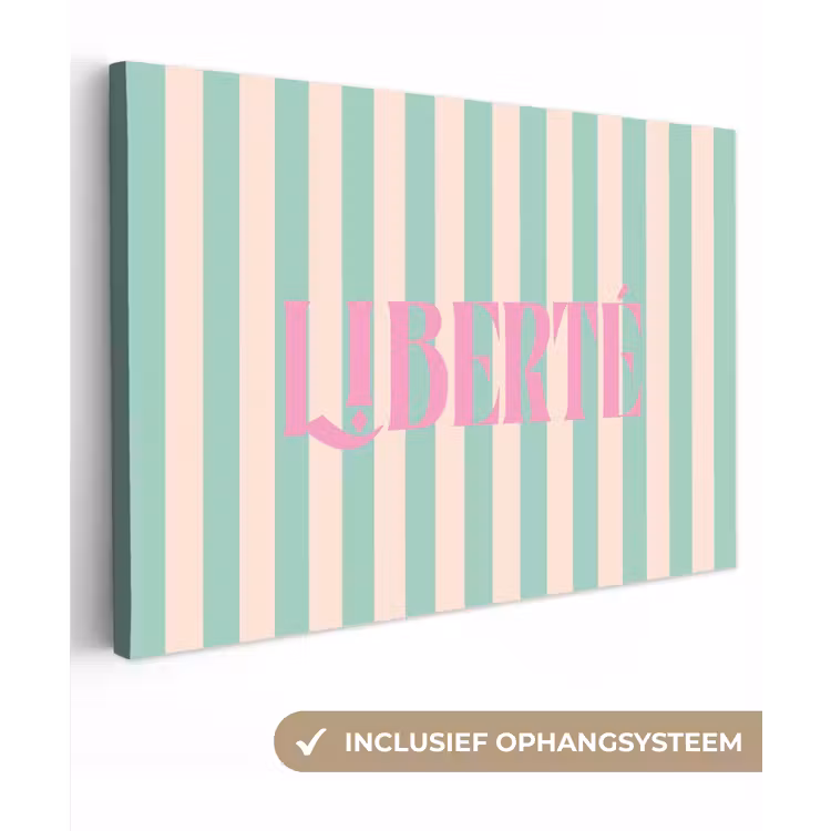 Roze - Groen - Strepen - Liberté canvas 2cm klein -3d