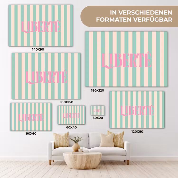 Roze - Groen - Strepen - Liberté canvas 2cm klein -Xsfeer8_DE